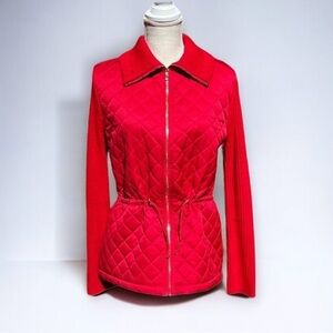 🌻Rafaella Ruby Red Quilted Ribbed Weekend Sport Jacket Size Large